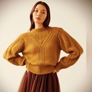 White + Warren Plush Alpaca Blend Pointelle Crewneck Sweater Size M NWT